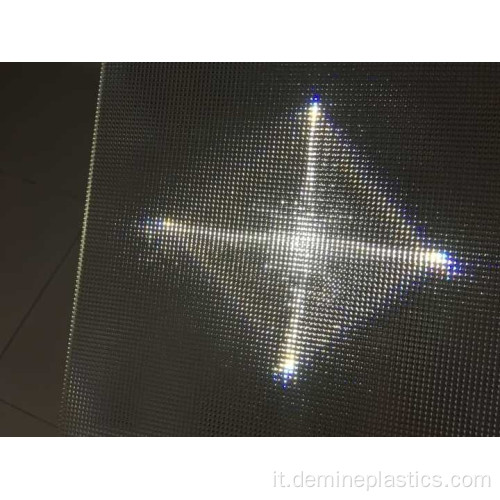 Pannello in policarbonato prismatizzato trasparente per illuminazione a led